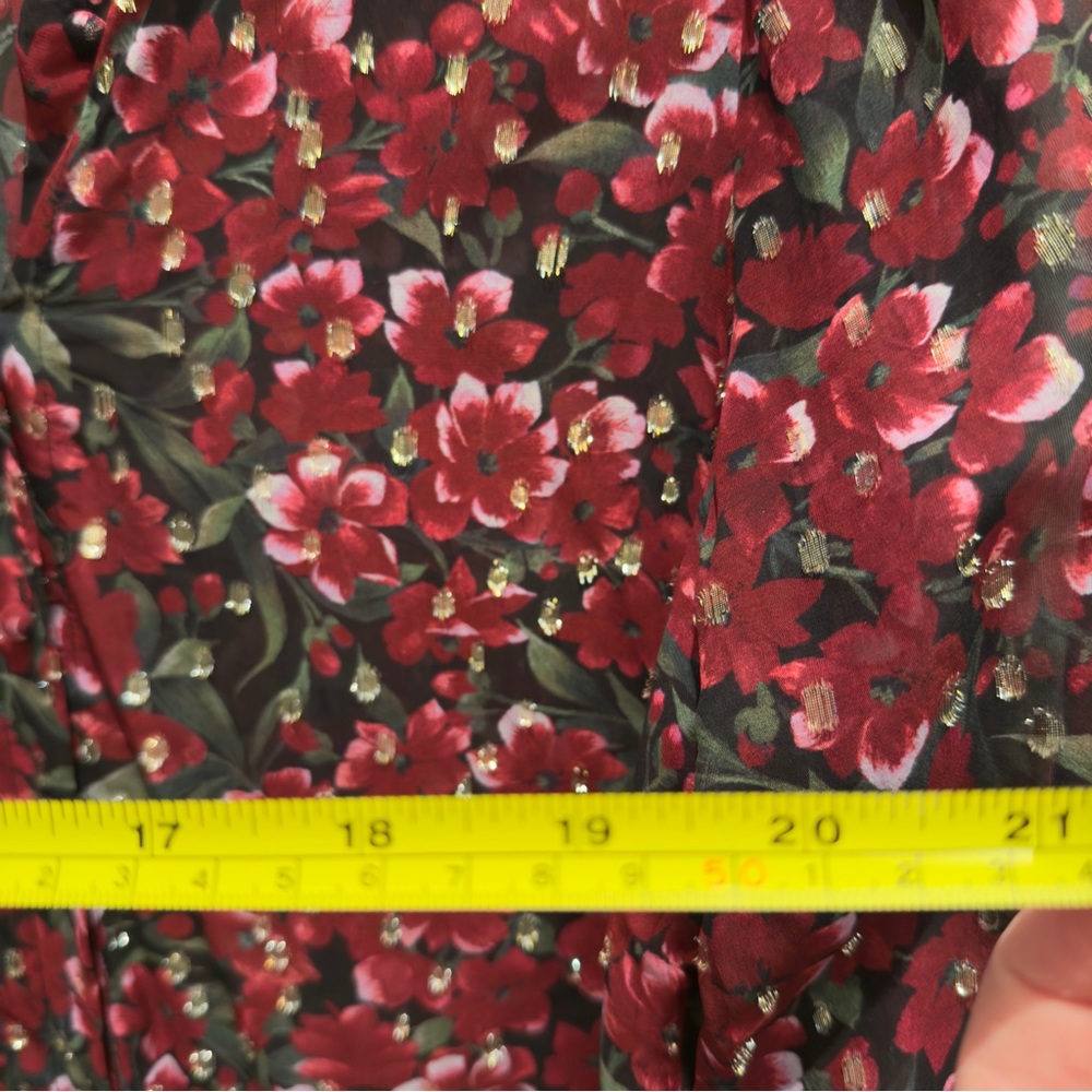 The Kooples Paris Raspberry Love Blouse Burgundy Red Floral Metallic Size 1 - Picture 12 of 14